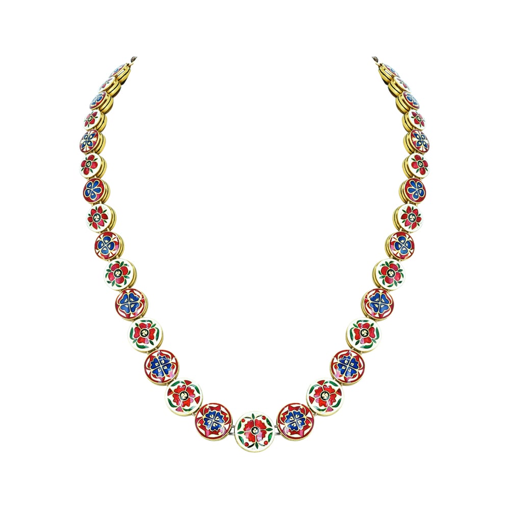 Black Enamel Polki Diamond Necklace Set for Timeless Elegance